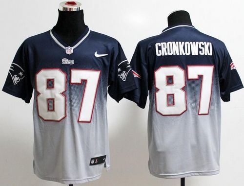  Patriots #87 Rob Gronkowski Navy Blue/Grey Men's Stitched NFL Elite Fadeaway Fashion Jersey