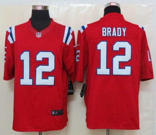  Patriots #12 Tom Brady Red Alternate Men's Stitched NFL Limited Jersey