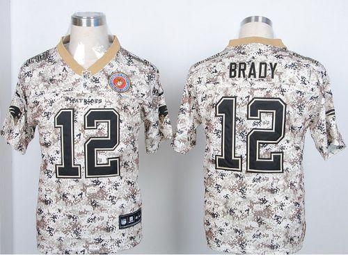  Patriots #12 Tom Brady Camo USMC Men's Stitched NFL Elite Jersey