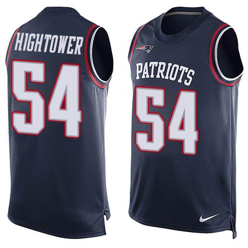  Patriots #54 Dont'a Hightower Navy Blue Team Color Men's Stitched NFL Limited Tank Top Jersey