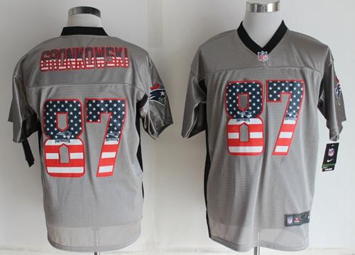  Patriots #87 Rob Gronkowski Grey Men's Stitched NFL Elite USA Flag Fashion Jersey
