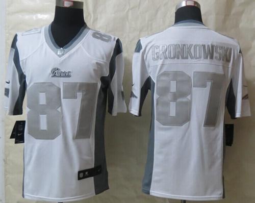  Patriots #87 Rob Gronkowski White Men's Stitched NFL Limited Platinum Jersey