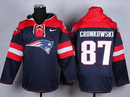  Patriots #87 Rob Gronkowski Navy Blue Player Pullover NFL Hoodie