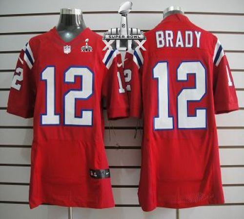  Patriots #12 Tom Brady Red Alternate Super Bowl XLIX Men's Stitched NFL Elite Jersey