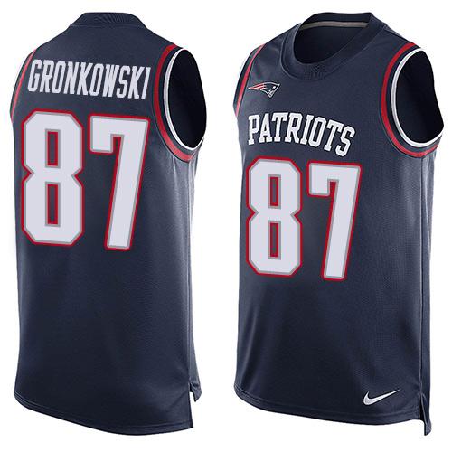  Patriots #87 Rob Gronkowski Navy Blue Team Color Men's Stitched NFL Limited Tank Top Jersey