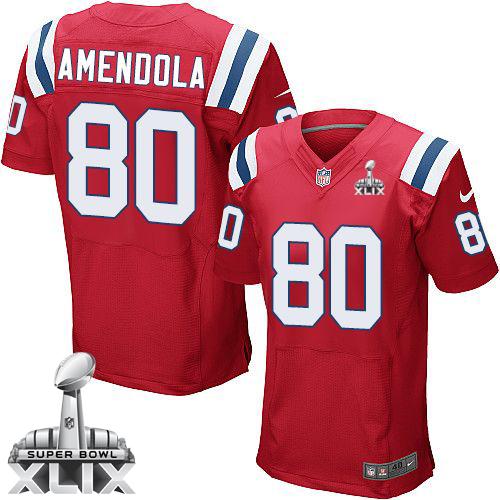  Patriots #80 Danny Amendola Red Alternate Super Bowl XLIX Men's Stitched NFL Elite Jersey