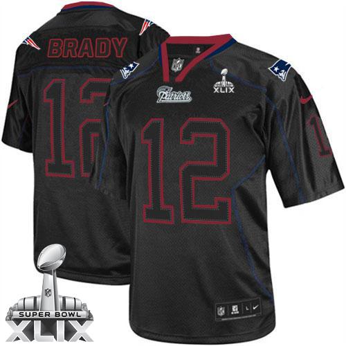  Patriots #12 Tom Brady Lights Out Black Super Bowl XLIX Men's Stitched NFL Elite Jersey