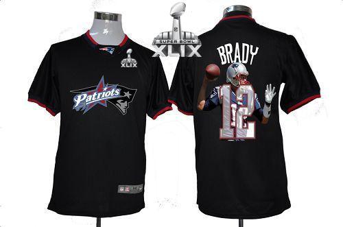  Patriots #12 Tom Brady Black Super Bowl XLIX Men's NFL Game All Star Fashion Jersey