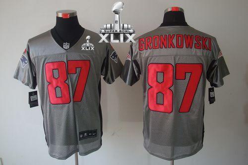  Patriots #87 Rob Gronkowski Grey Shadow Super Bowl XLIX Men's Stitched NFL Elite Jersey