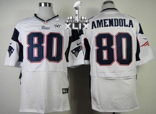  Patriots #80 Danny Amendola White Super Bowl XLIX Men's Stitched NFL Elite Jersey