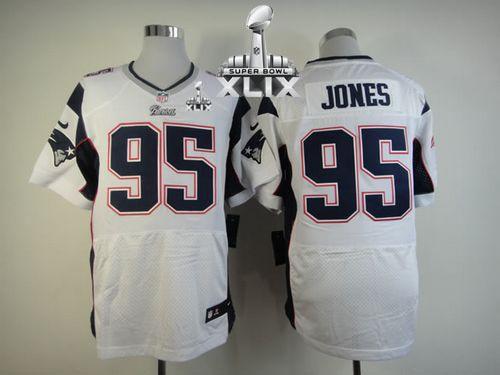  Patriots #95 Chandler Jones White Super Bowl XLIX Men's Stitched NFL Elite Jersey