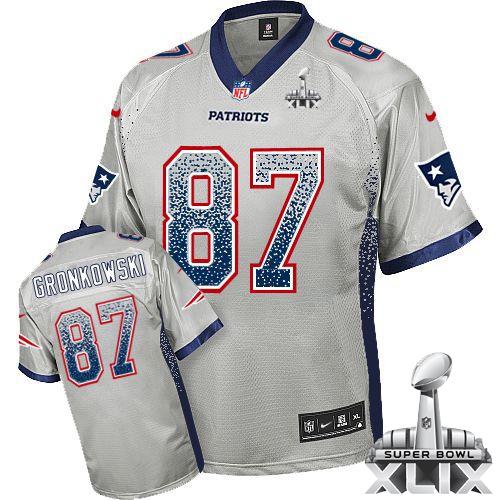  Patriots #87 Rob Gronkowski Grey Super Bowl XLIX Men's Stitched NFL Elite Drift Fashion Jersey