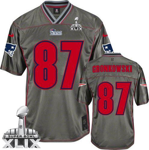  Patriots #87 Rob Gronkowski Grey Super Bowl XLIX Men's Stitched NFL Elite Vapor Jersey