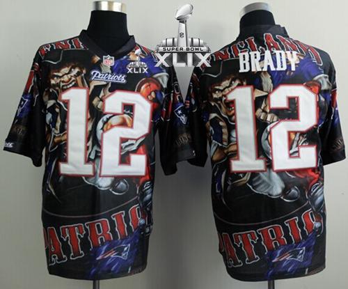  Patriots #12 Tom Brady Team Color Super Bowl XLIX Men's Stitched NFL Elite Fanatical Version Jersey