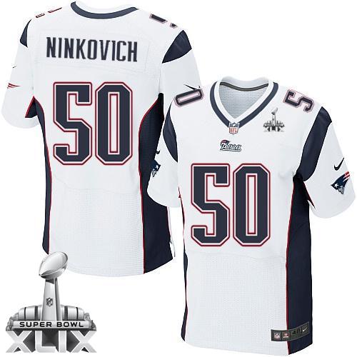  Patriots #50 Rob Ninkovich White Super Bowl XLIX Men's Stitched NFL Elite Jersey