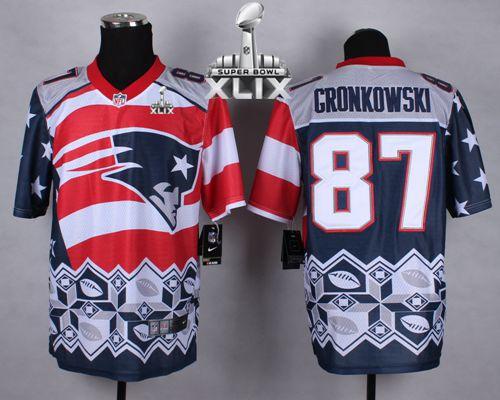  Patriots #87 Rob Gronkowski Navy Blue Super Bowl XLIX Men's Stitched NFL Elite Noble Fashion Jersey