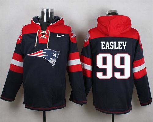  Patriots #74 Dominique Easley Navy Blue Player Pullover NFL Hoodie