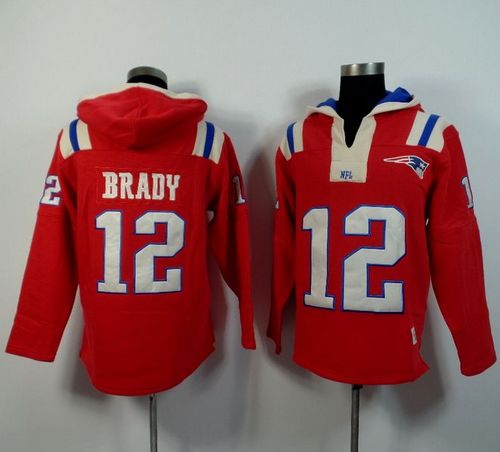 New England Patriots #12 Tom Brady Red Player Winning Method Pullover NFL Hoodie