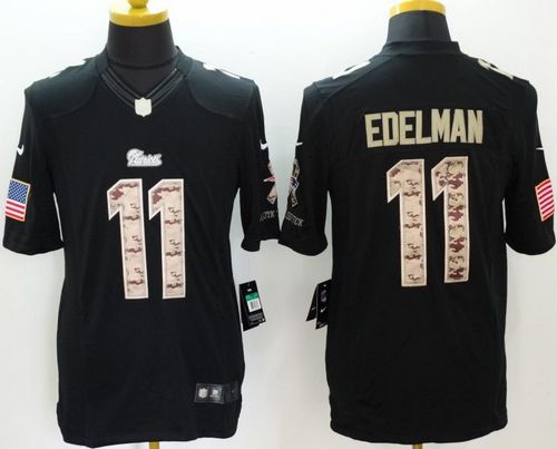  Patriots #11 Julian Edelman Black Men's Stitched NFL Limited Salute to Service Jersey
