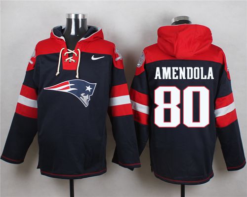  Patriots #80 Danny Amendola Navy Blue Player Pullover NFL Hoodie