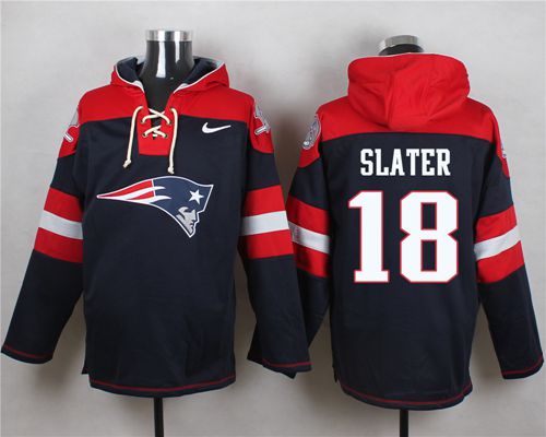  Patriots #18 Matt Slater Navy Blue Player Pullover NFL Hoodie