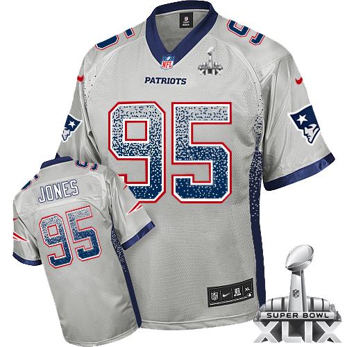  Patriots #95 Chandler Jones Grey Super Bowl XLIX Men's Stitched NFL Elite Drift Fashion Jersey