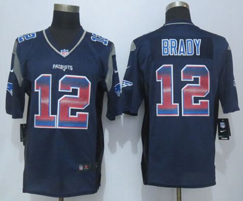  Patriots #12 Tom Brady Navy Blue Team Color Men's Stitched NFL Limited Strobe Jersey