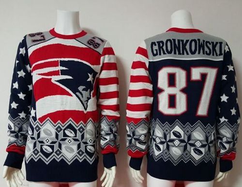  Patriots #87 Rob Gronkowski Red/Navy Blue Men's Ugly Sweater