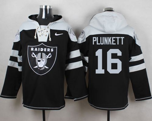  Raiders #16 Jim Plunkett Black Player Pullover NFL Hoodie