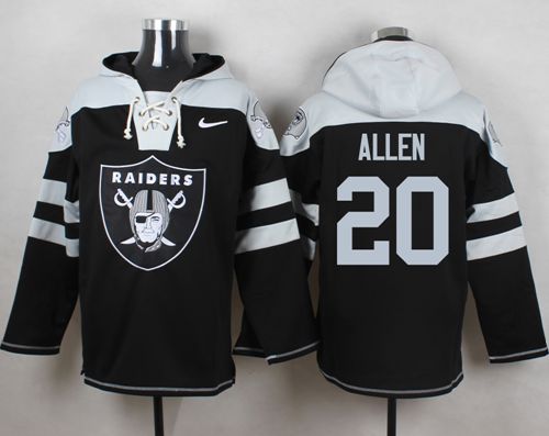  Raiders #20 Nate Allen Black Player Pullover NFL Hoodie