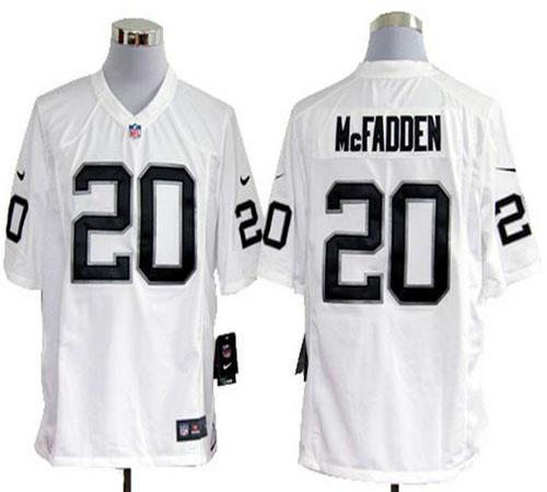  Raiders #20 Darren McFadden White Men's Stitched NFL Game Jersey