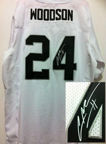  Raiders #24 Charles Woodson White Men's Stitched NFL Elite Autographed Jersey