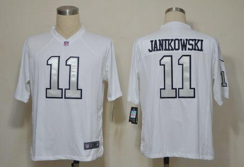  Raiders #11 Sebastian Janikowski White Silver No. Men's Stitched NFL Game Jersey