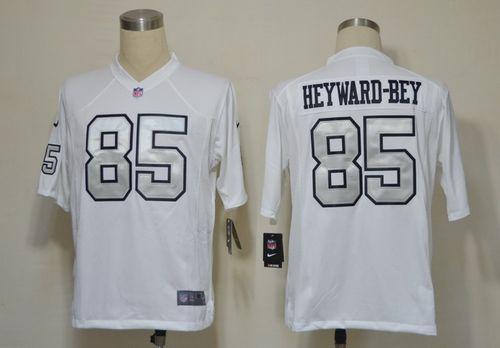  Raiders #85 Darrius Heyward Bey White Silver No. Men's Stitched NFL Game Jersey
