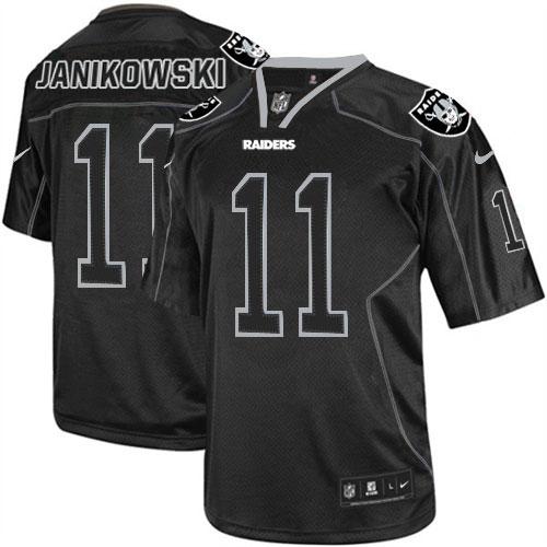  Raiders #11 Sebastian Janikowski Lights Out Black Men's Stitched NFL Elite Jersey