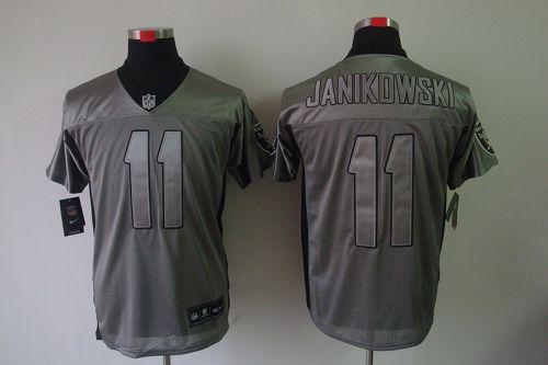  Raiders #11 Sebastian Janikowski Grey Shadow Men's Stitched NFL Elite Jersey