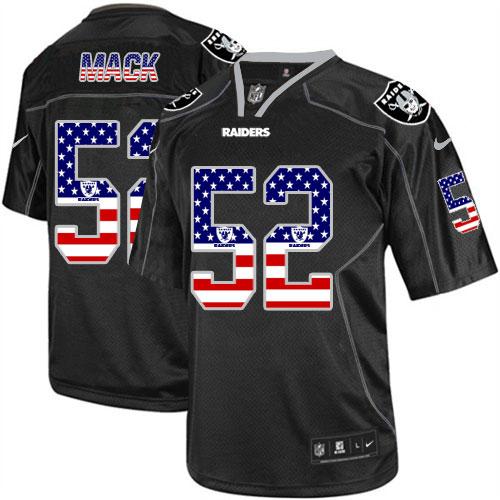  Raiders #52 Khalil Mack Black Men's Stitched NFL Elite USA Flag Fashion Jersey