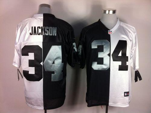  Raiders #34 Bo Jackson White/Black Men's Stitched NFL Elite Split Jersey