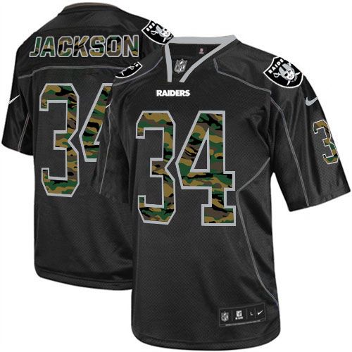  Raiders #34 Bo Jackson Black Men's Stitched NFL Elite Camo Fashion Jersey