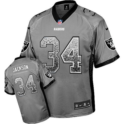  Raiders #34 Bo Jackson Grey Men's Stitched NFL Elite Drift Fashion Jersey
