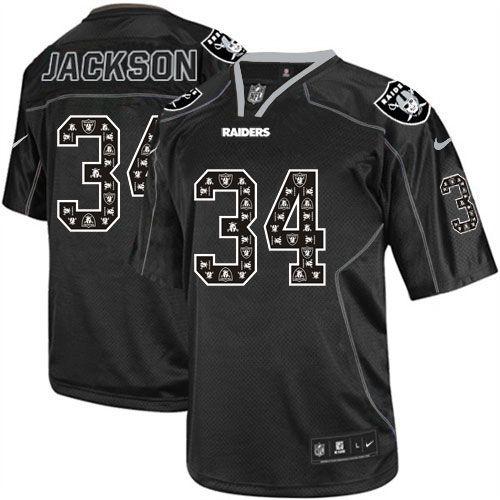  Raiders #34 Bo Jackson New Lights Out Black Men's Stitched NFL Elite Jersey