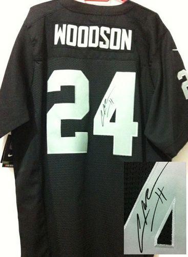  Raiders #24 Charles Woodson Black Team Color Men's Stitched NFL Elite Autographed Jersey