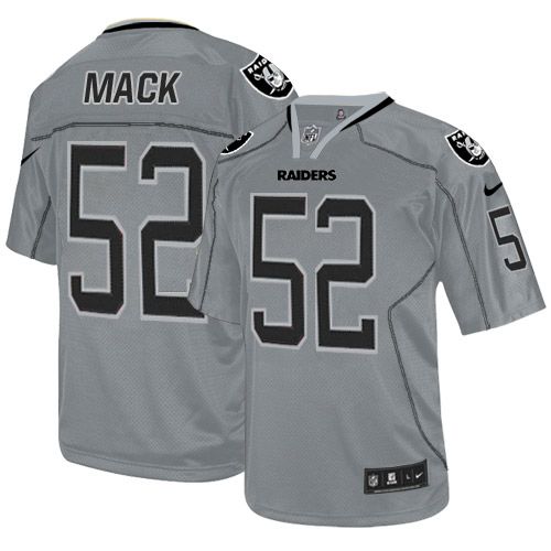  Raiders #52 Khalil Mack Lights Out Grey Men's Stitched NFL Elite Jersey