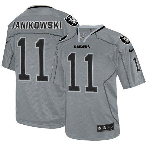  Raiders #11 Sebastian Janikowski Lights Out Grey Men's Stitched NFL Elite Jersey
