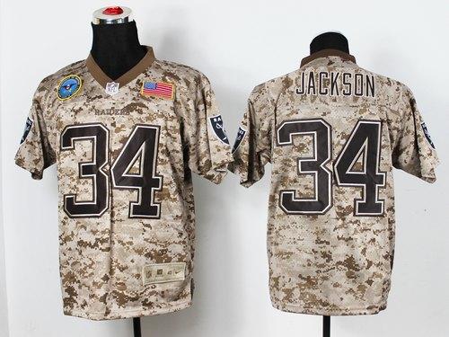  Raiders #34 Bo Jackson Camo Men's Stitched NFL New Elite USMC Jersey