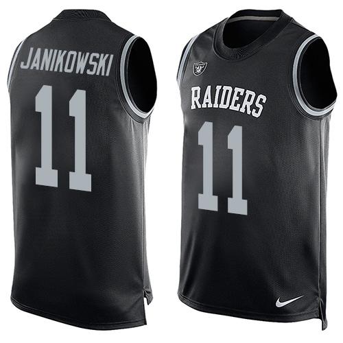  Raiders #11 Sebastian Janikowski Black Team Color Men's Stitched NFL Limited Tank Top Jersey