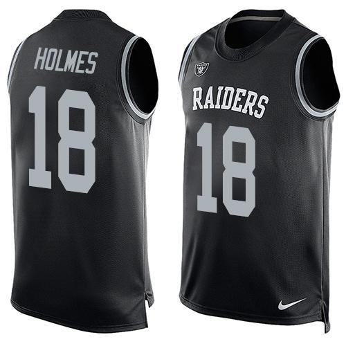  Raiders #18 Andre Holmes Black Team Color Men's Stitched NFL Limited Tank Top Jersey