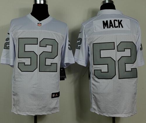  Raiders #52 Khalil Mack White Silver No. Men's Stitched NFL Elite Jersey