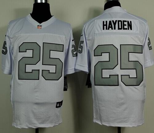  Raiders #25 D.J. Hayden White Silver No. Men's Stitched NFL Elite Jersey
