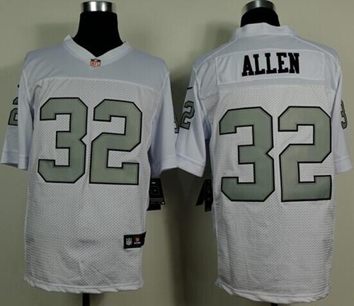  Raiders #32 Marcus Allen White Silver No. Men's Stitched NFL Elite Jersey